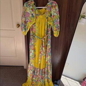 Anthropologie Yellow Floral Dress